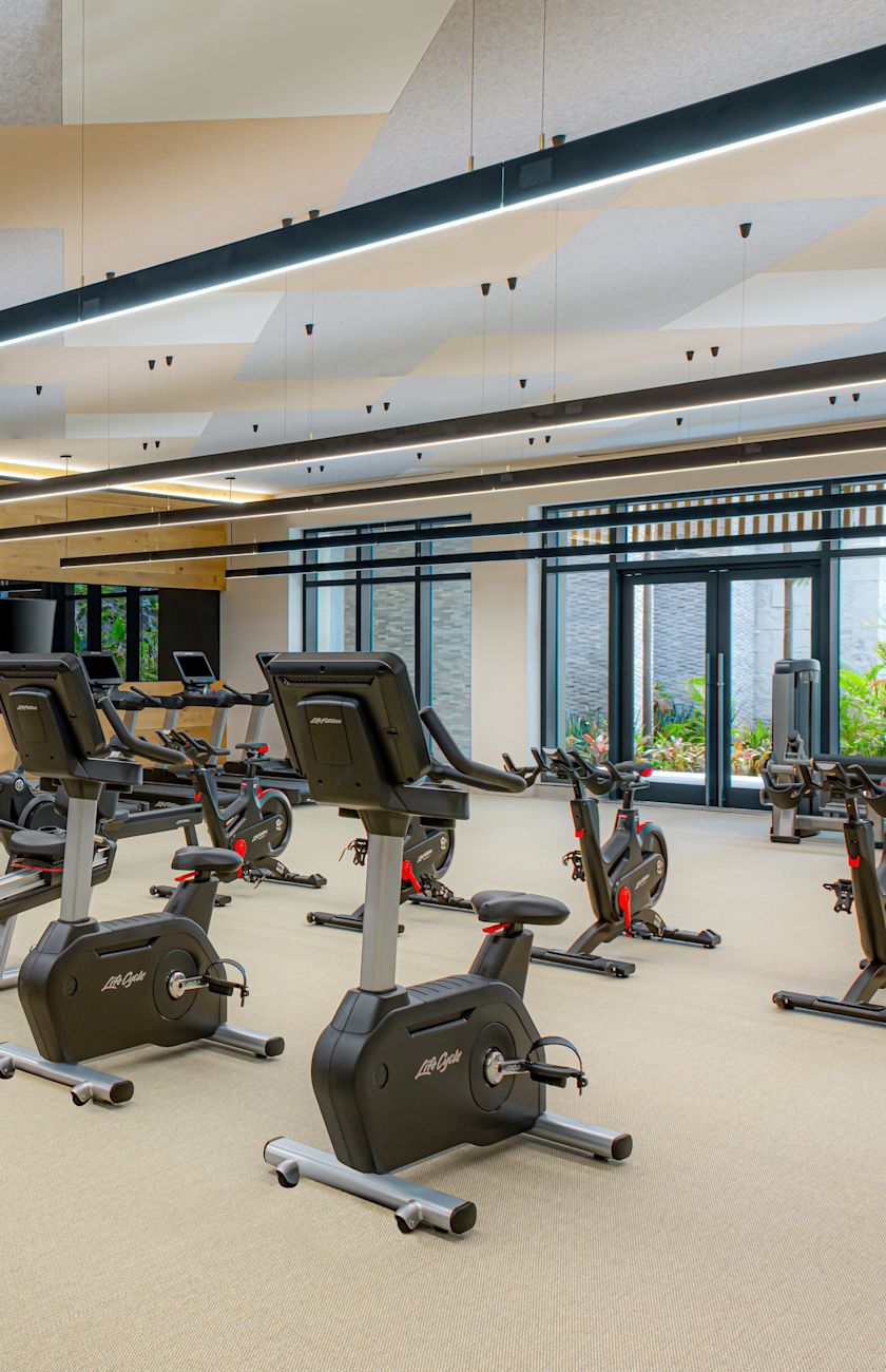 Fitness Center with Treadmills Recumbent Bikes and Other Equipment