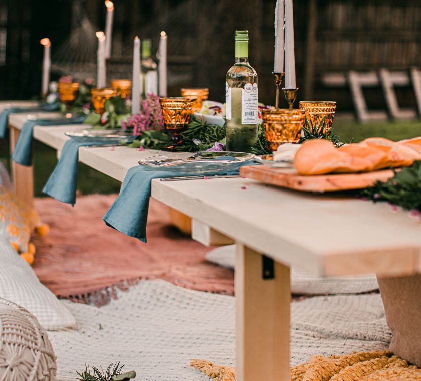 Outdoor dining table setup