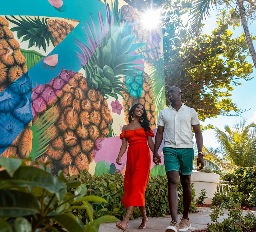 Couple Walking in a Garden