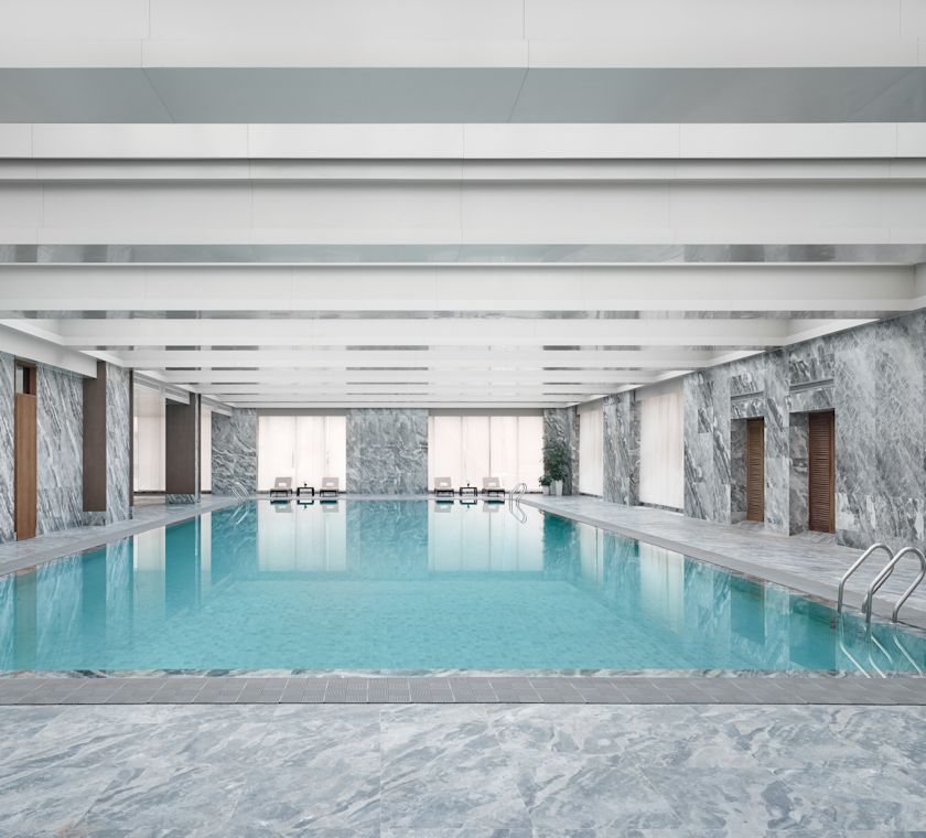 Indoor pool with handrails