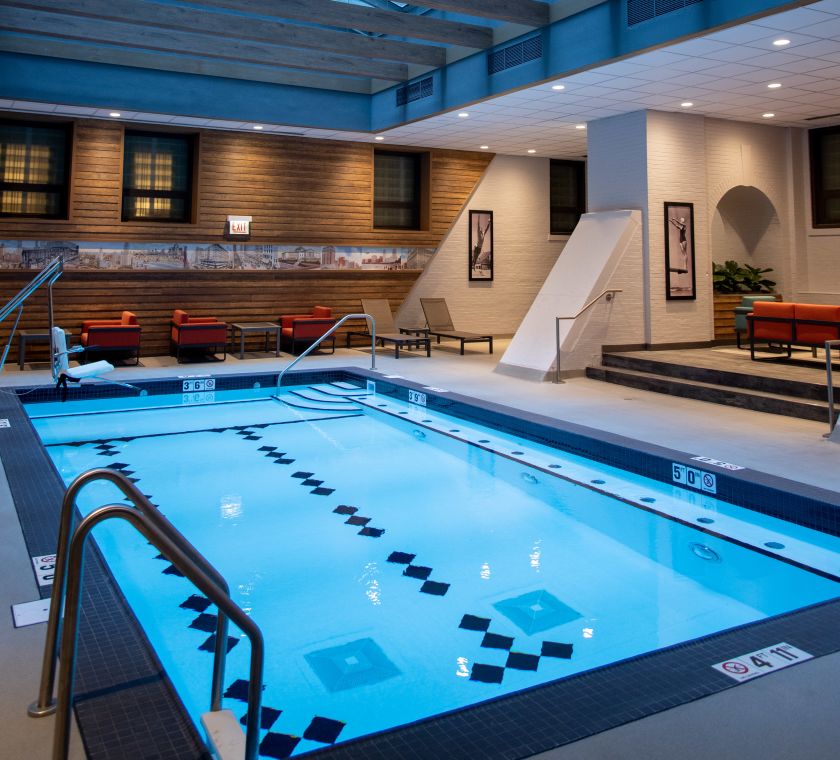 Indoor pool with handrail