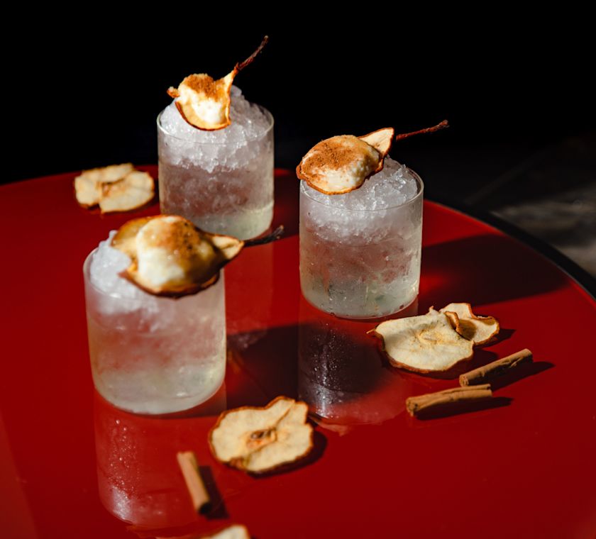 Glacial Martini on a Table at Skyline Rooftop Bar