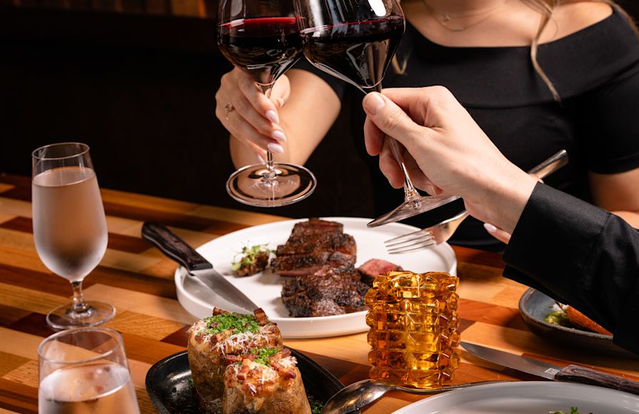 Couple Dining and Having Wine at a Restaurant-transition