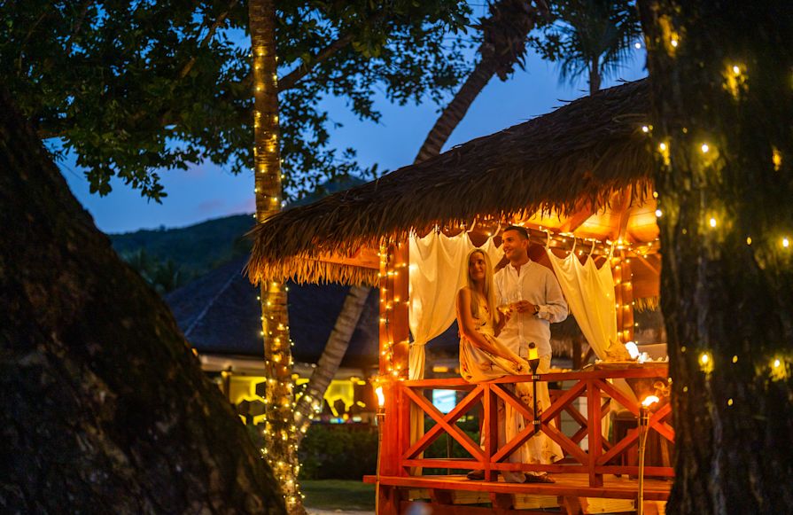 Couple Enjoying a Romantic Candlelight Dinner Outdoors-transition