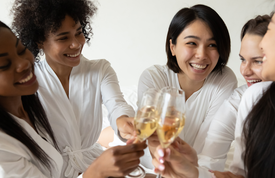 a Group of Women Celebrating with Drinks-transition