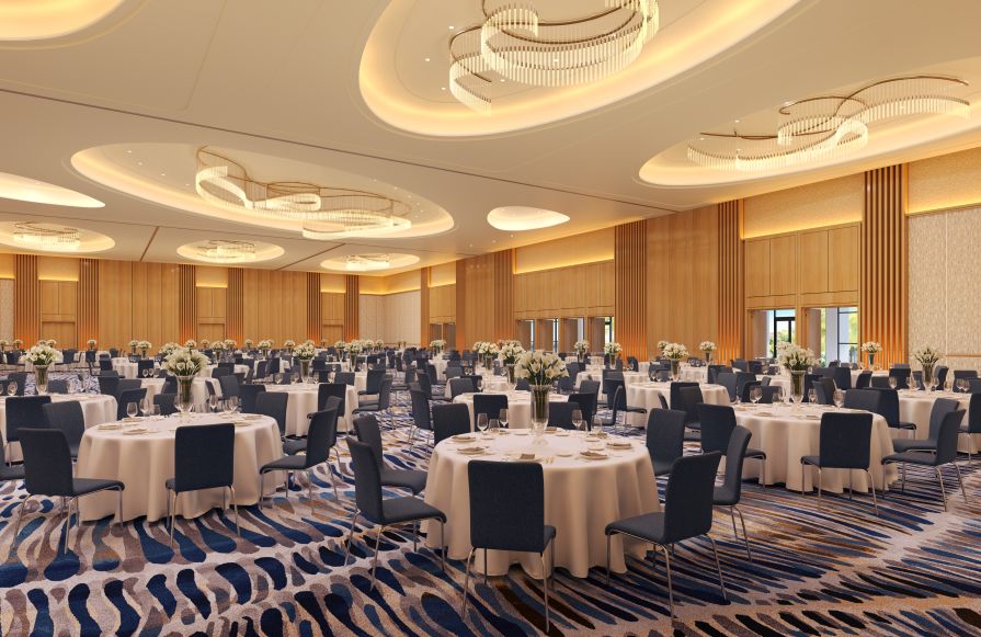 Acacia ballroom with banquet tables setup-transition