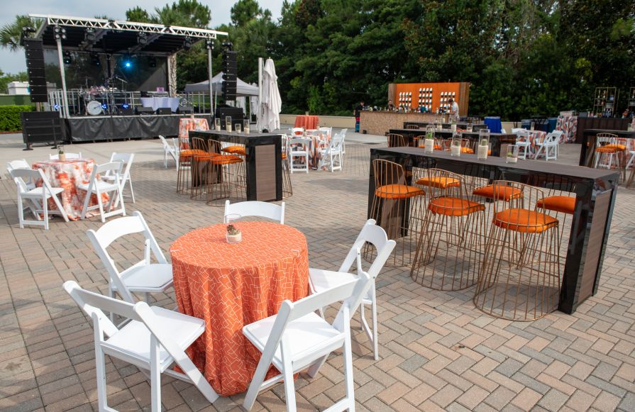 Sky Terrace Orange Seating Setup-transition