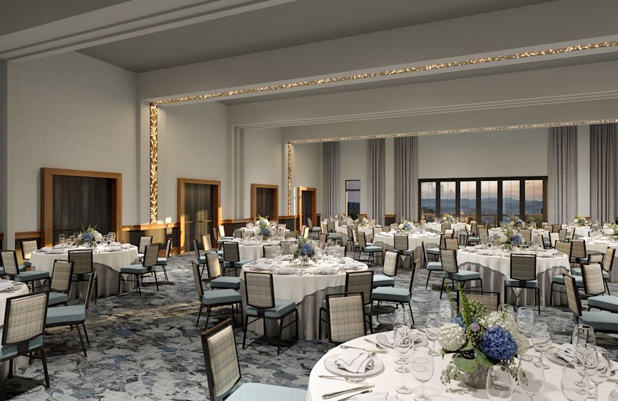 Ballroom with tables and chairs-transition