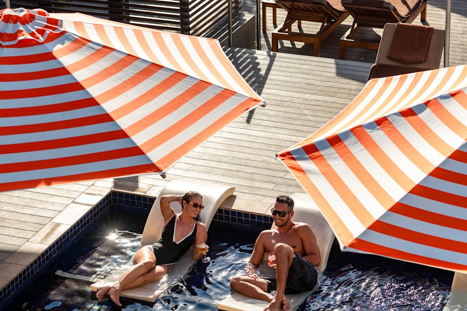 Relaxation space in pool from aerial view