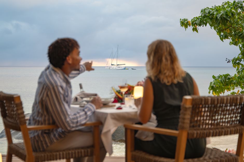 Couple Dining and Enjoying the View at the Beach-transition