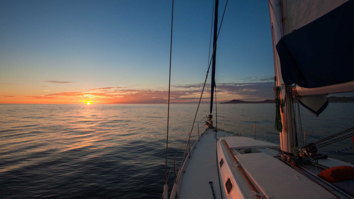View of Sunset from sail boat