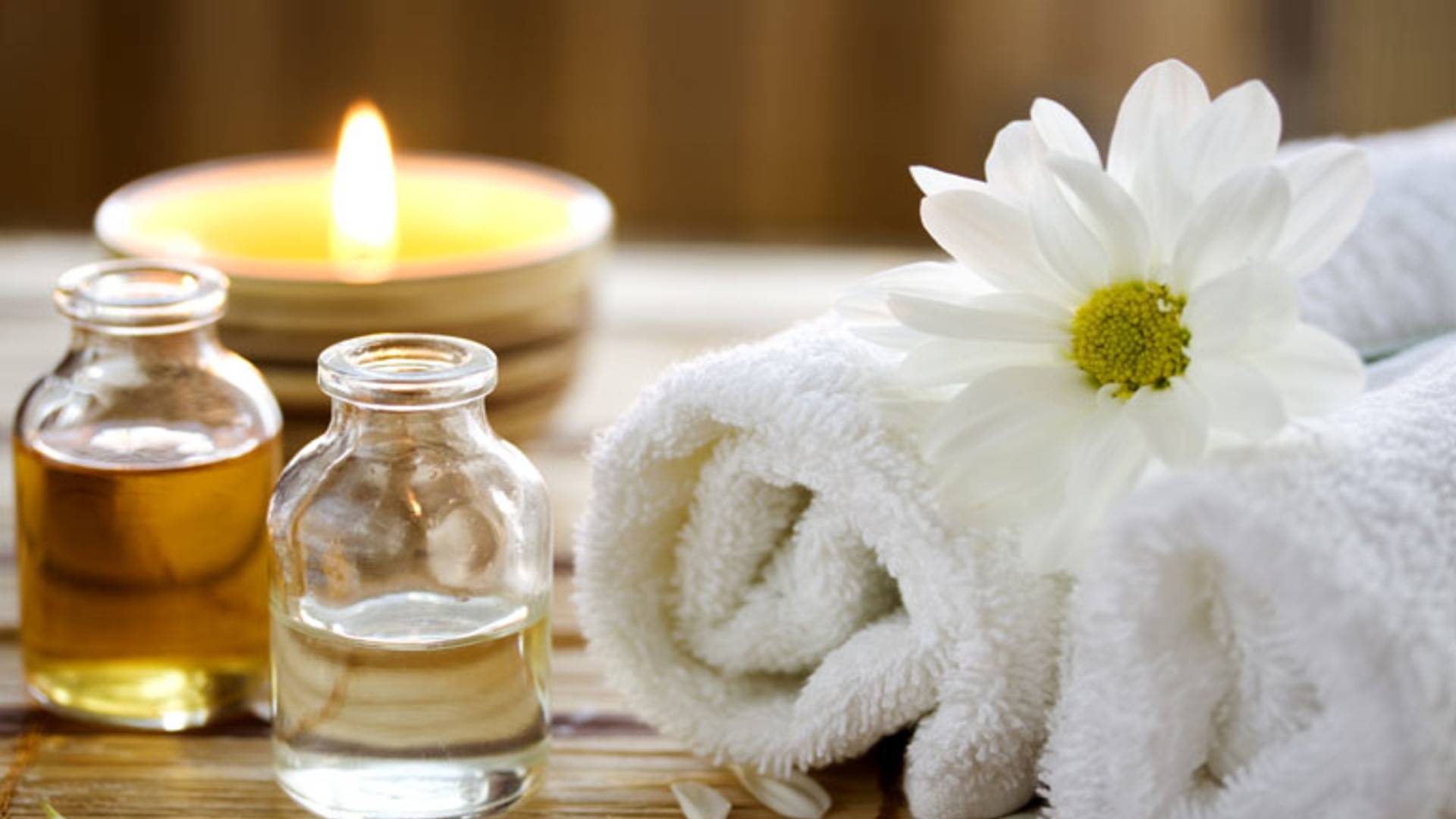 Spa essential oils and candle