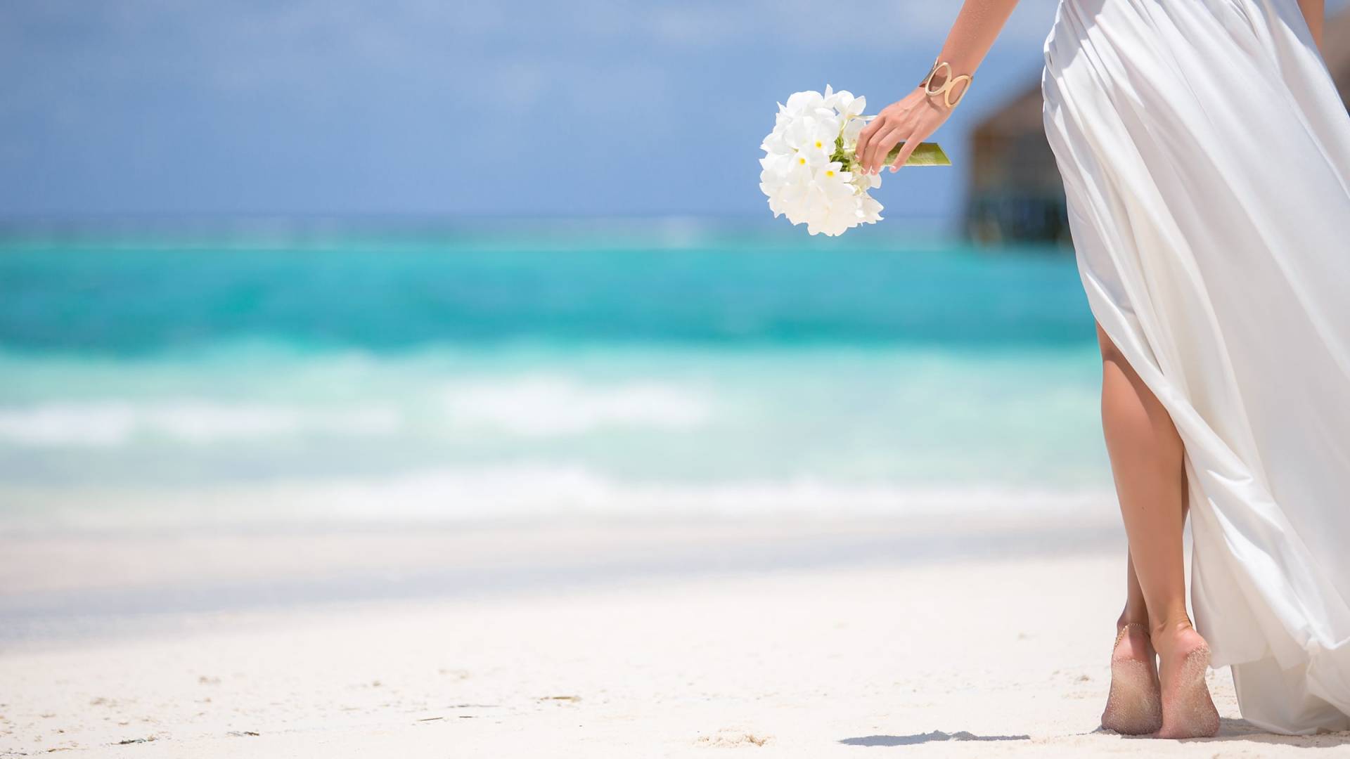 bride on a beach detail