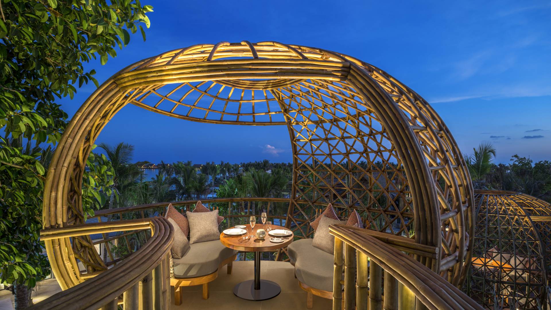 Terra dining pod at night