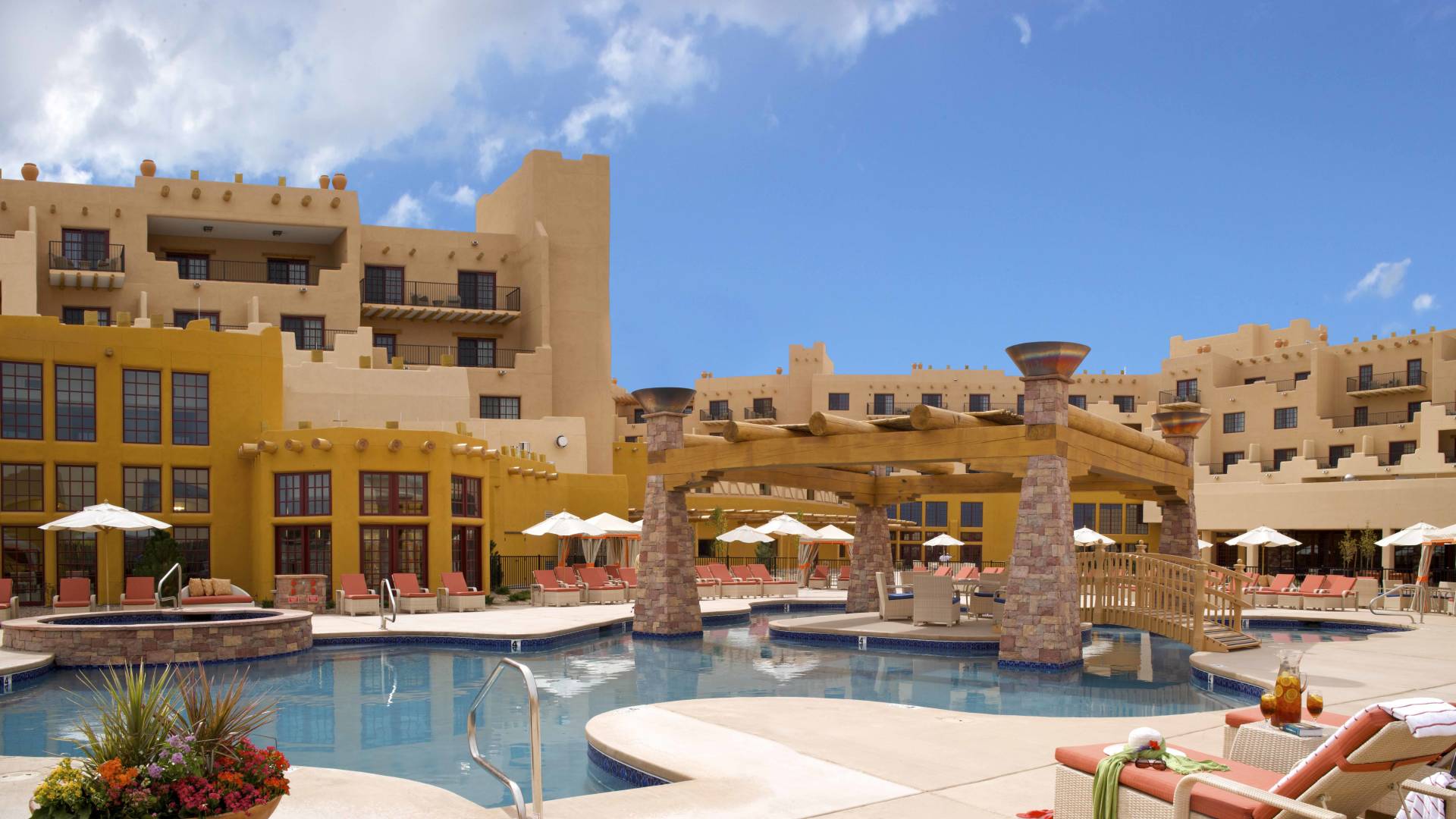 Pool wide shot with loungers