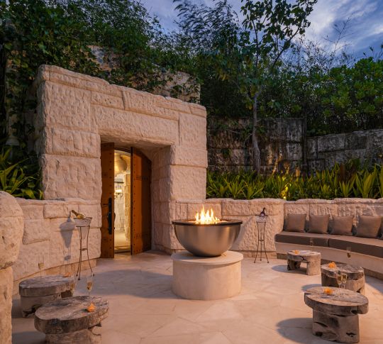 Outdoor seating with fire pit