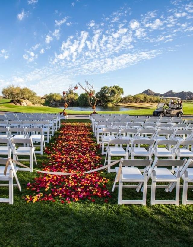 Outdoor wedding ceremony set up