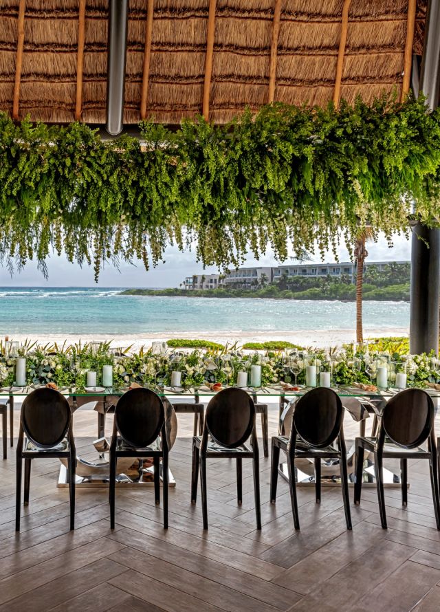 wedding set up by the beach