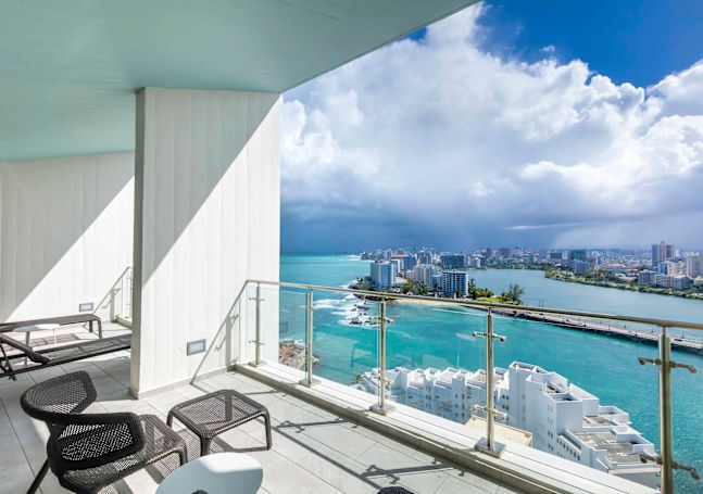 Balcony view from Suite with Ocean below