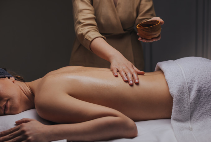 Person receiving massage treatment