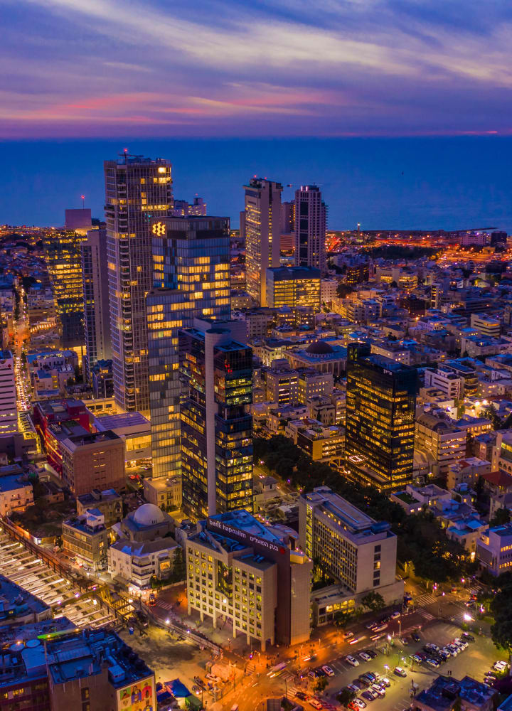 Tel Aviv city center, Israel, aerial drone view