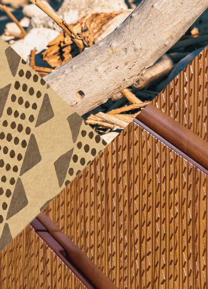 Driftwood and tapa pattern