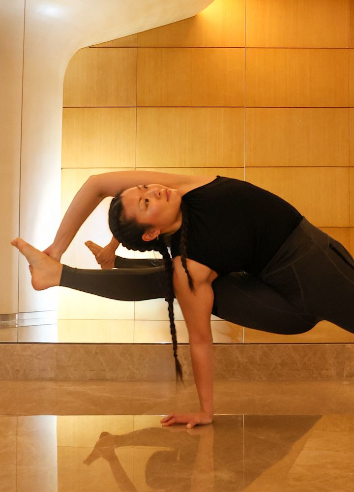 Yoga Instructor Practising a Pose