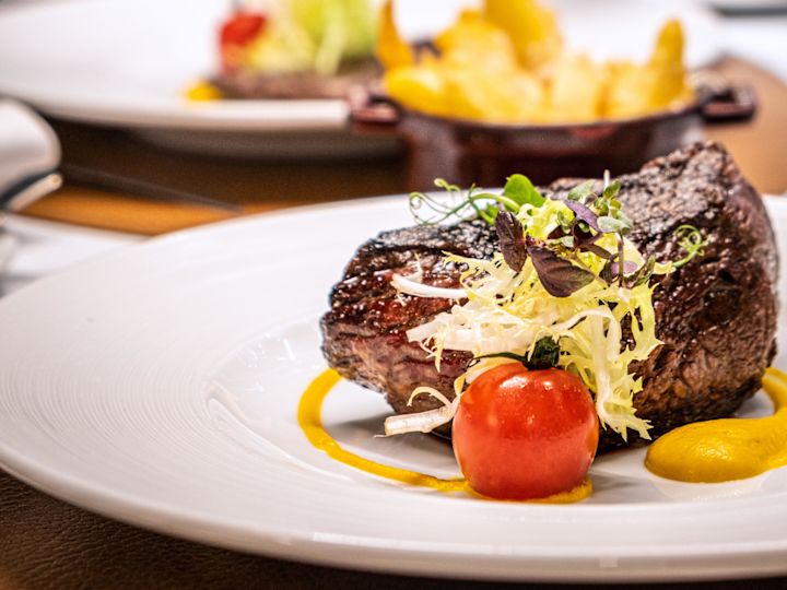 plated steak dish