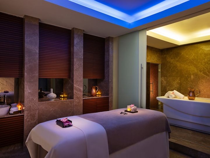 spa beds and sink area