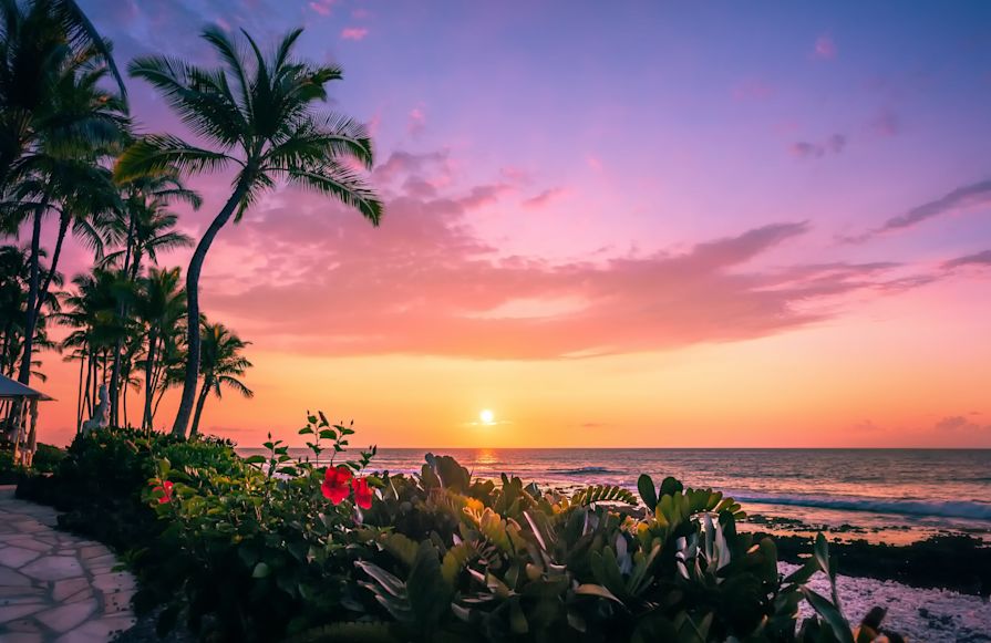 夏威夷日落过渡
