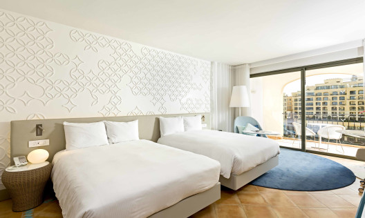 guest room, 2 queen beds, balcony view