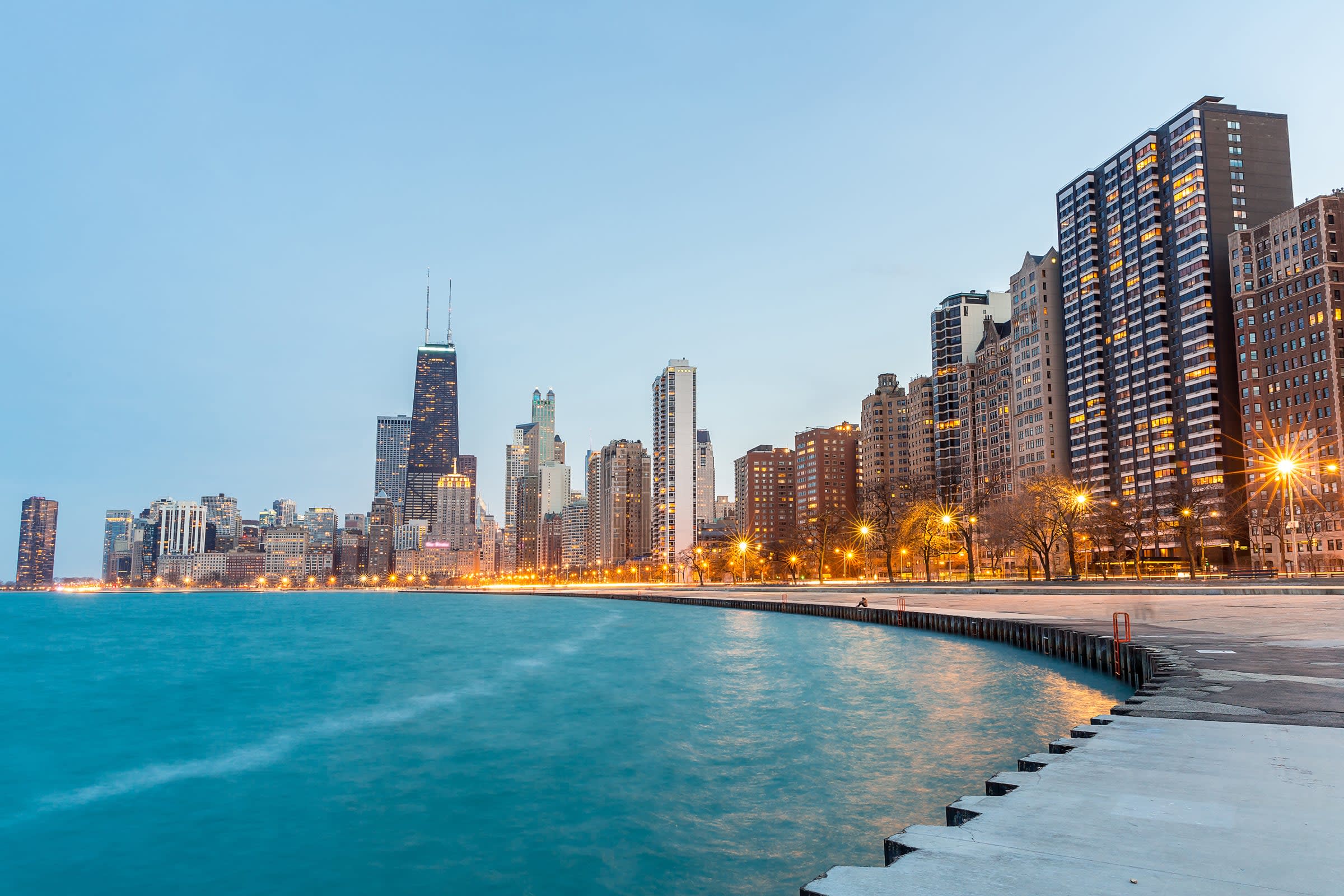 Lake Michigan shoreline in Chicago